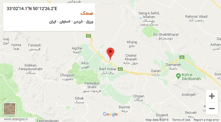 روستای صحک بر روی نقشه