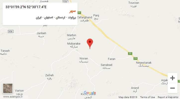 روستای سهر بر روی نقشه