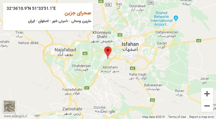 روستای صحرای جزین بر روی نقشه