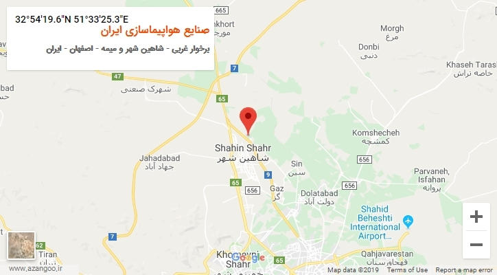 روستای صنایع هواپیماسازی ایران بر روی نقشه