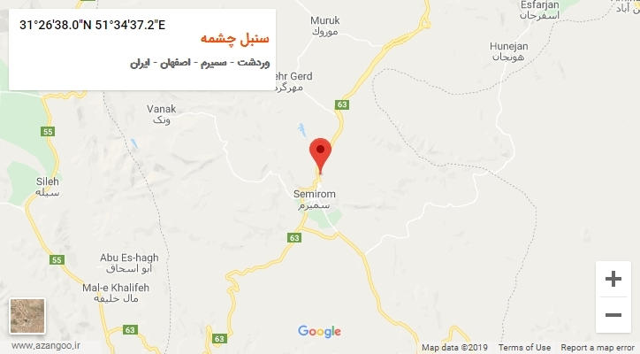 روستای سنبل چشمه بر روی نقشه