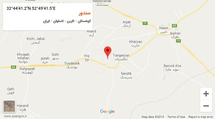 روستای سندور بر روی نقشه