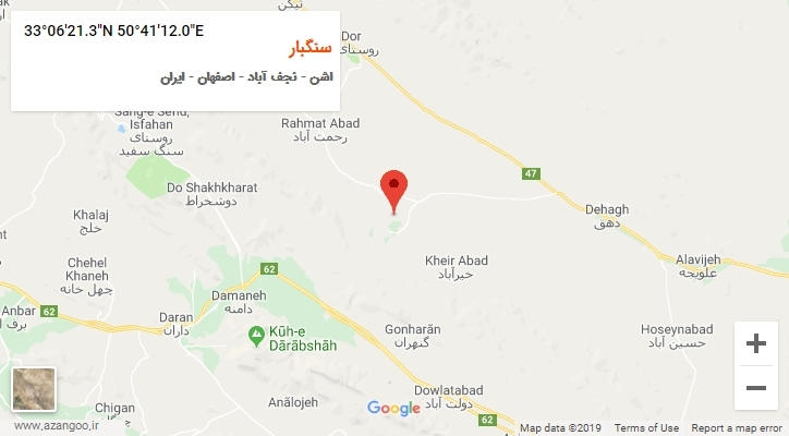 روستای سنگبار بر روی نقشه