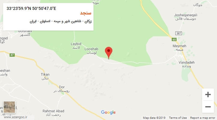 روستای سنجد بر روی نقشه