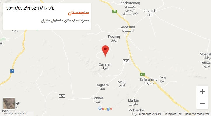 روستای سنجدستان بر روی نقشه