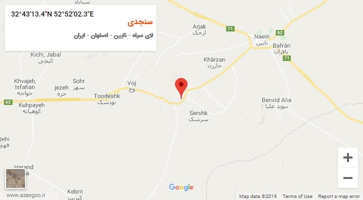 روستای سنجدی بر روی نقشه