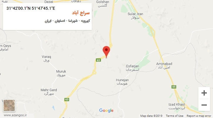روستای سراج آباد بر روی نقشه