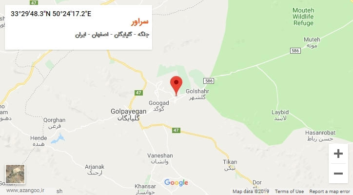روستای سراور بر روی نقشه