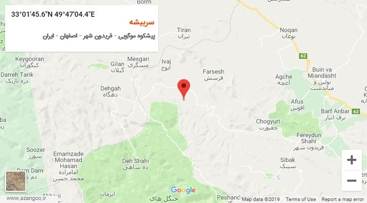 روستای سربیشه بر روی نقشه