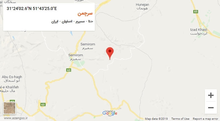 روستای سرچمن بر روی نقشه