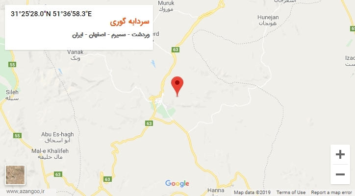 روستای سردابه گوری بر روی نقشه