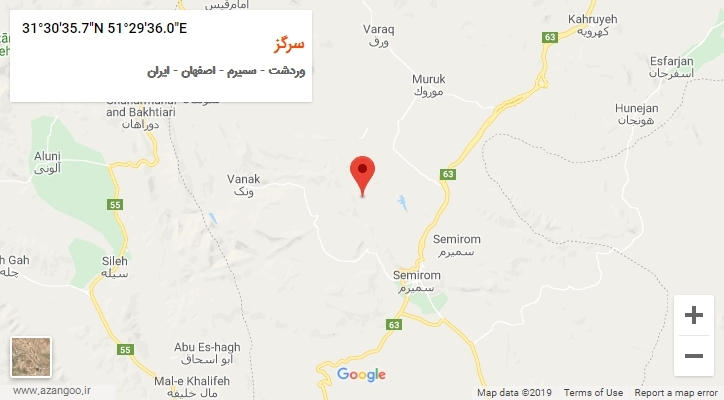 روستای سرگز بر روی نقشه