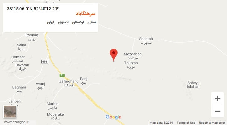 روستای سرهنگاباد بر روی نقشه