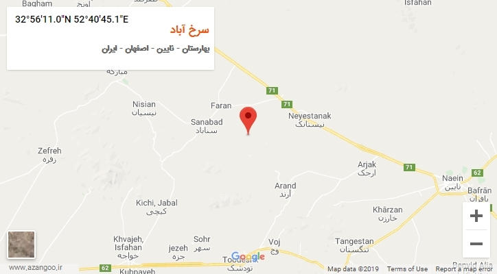 روستای سرخ آباد بر روی نقشه