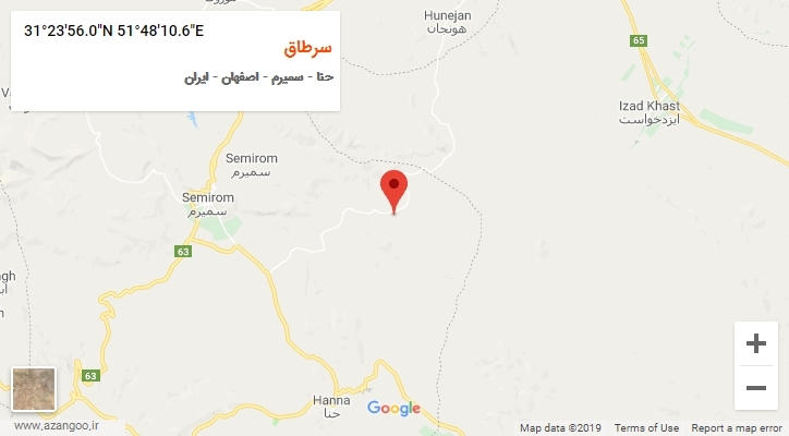 روستای سرطاق بر روی نقشه