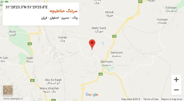 روستای سرتنگ حناعلیچه بر روی نقشه