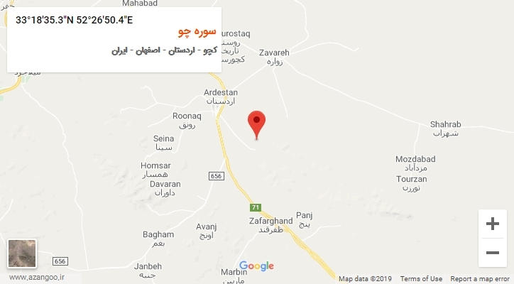 روستای سوره چو بر روی نقشه