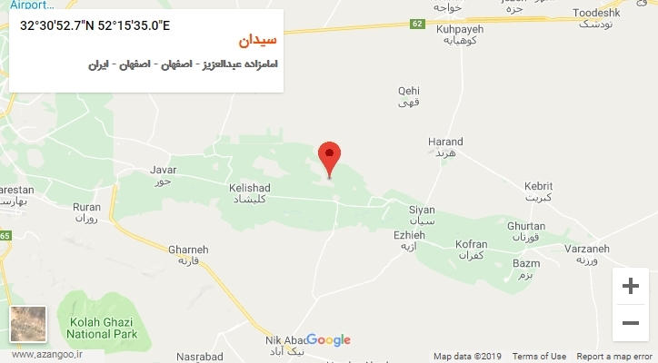 روستای سیدان بر روی نقشه