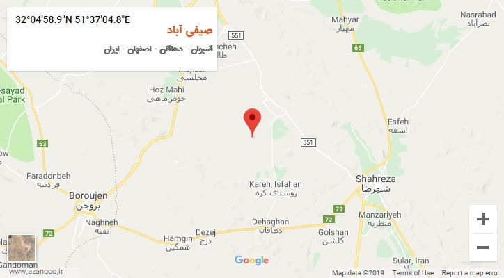 روستای صیفی آباد بر روی نقشه