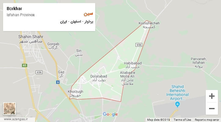 دهستان سین بر روی نقشه