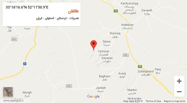روستای طالقان بر روی نقشه