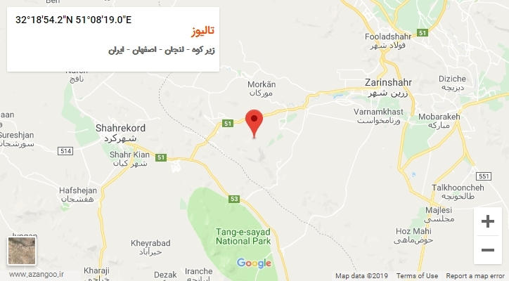 روستای تالیوز بر روی نقشه