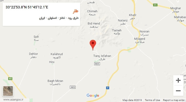 روستای طار بر روی نقشه