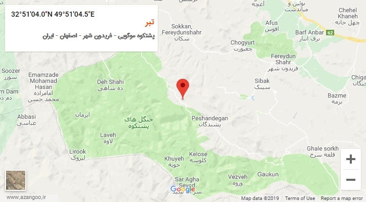 روستای تبر بر روی نقشه