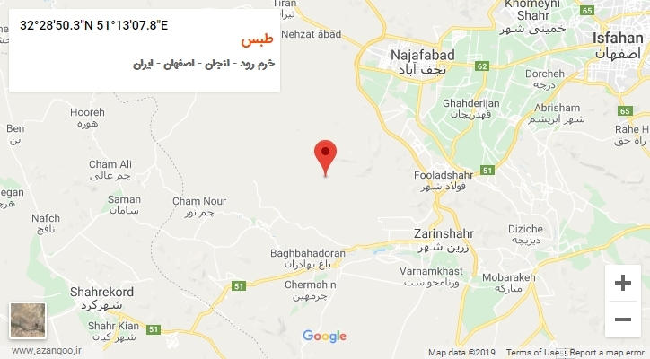 روستای طبس بر روی نقشه