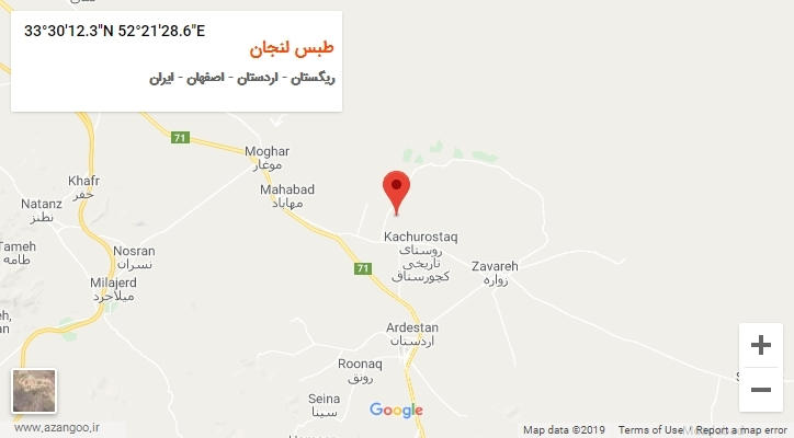 روستای طبس لنجان بر روی نقشه