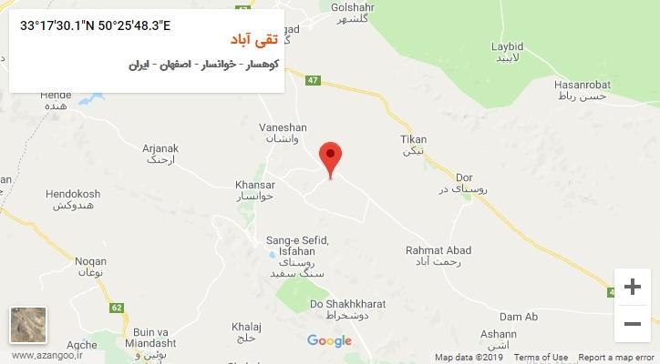 روستای تقی آباد بر روی نقشه