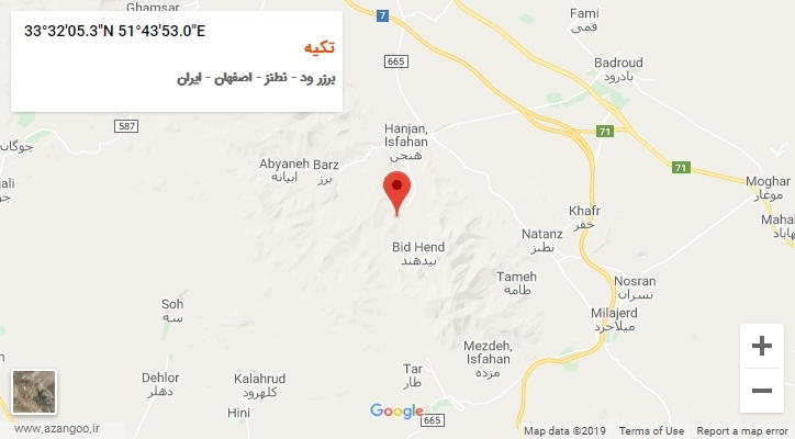 روستای تکیه بر روی نقشه