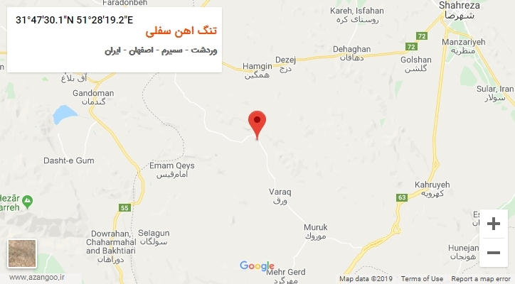 روستای تنگ اهن سفلی بر روی نقشه