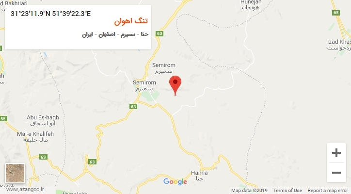 روستای تنگ اهوان بر روی نقشه