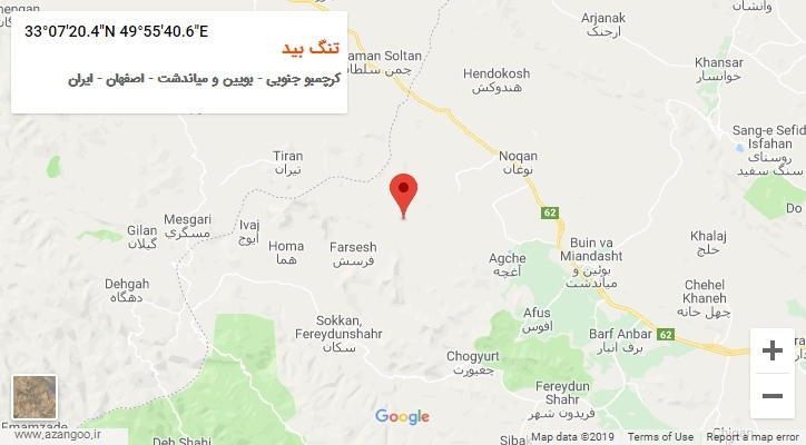 روستای تنگ بید بر روی نقشه