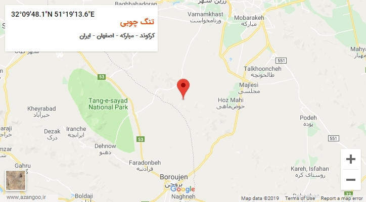 روستای تنگ چوبی بر روی نقشه