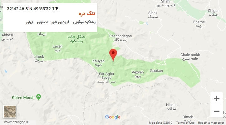 روستای تنگ دره بر روی نقشه