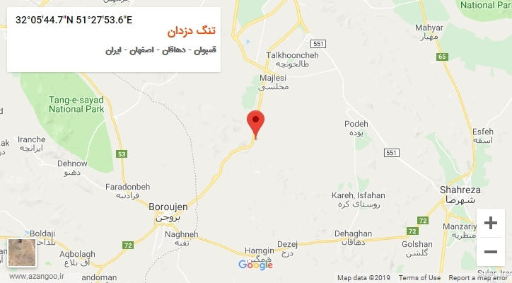 روستای تنگ دزدان بر روی نقشه