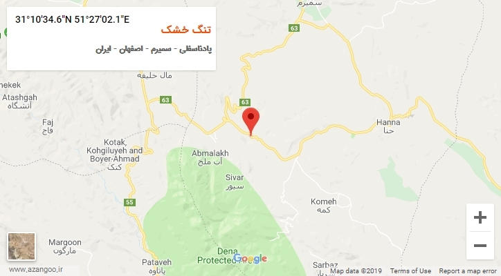 روستای تنگ خشک بر روی نقشه
