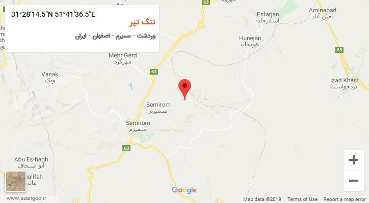 روستای تنگ تیر بر روی نقشه