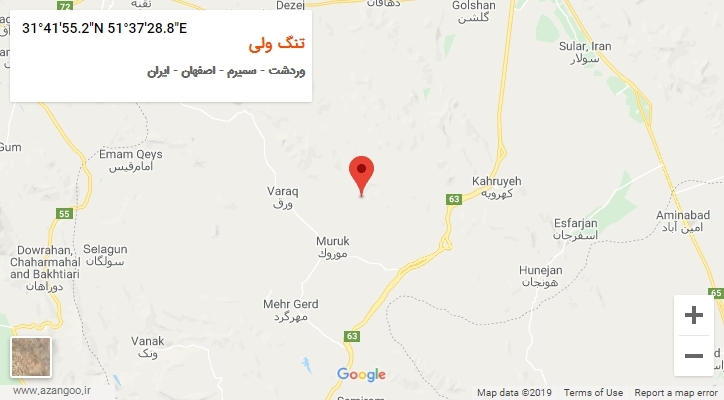 روستای تنگ ولی بر روی نقشه