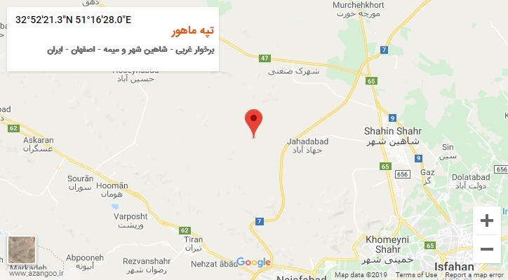 روستای تپه ماهور بر روی نقشه