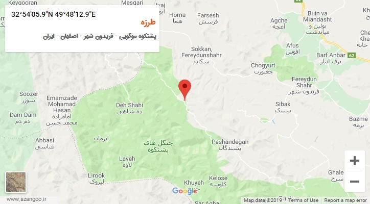 روستای طرزه بر روی نقشه