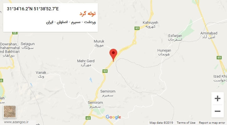 روستای توله گرد بر روی نقشه