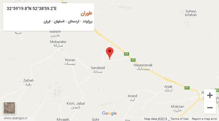 روستای طوران بر روی نقشه