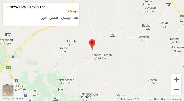 روستای توتچه بر روی نقشه