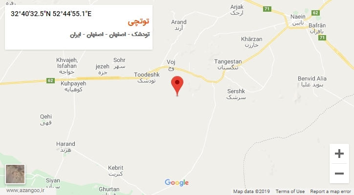 روستای توتچی بر روی نقشه