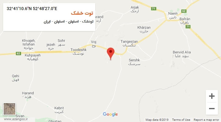 روستای توت خشک بر روی نقشه