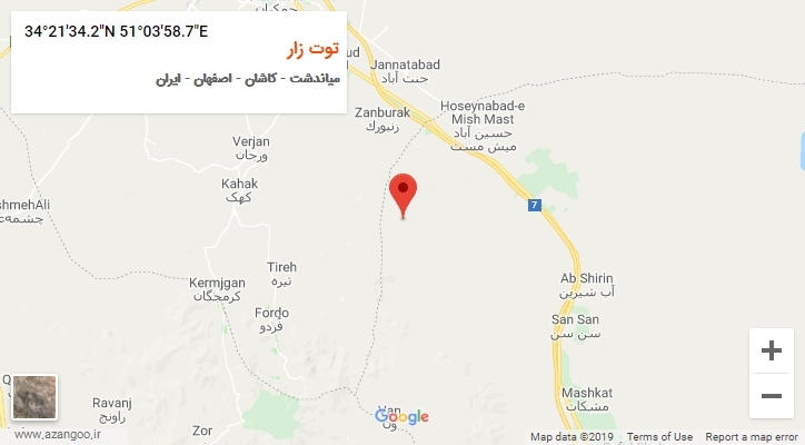 روستای توت زار بر روی نقشه
