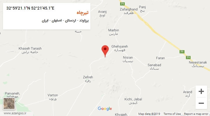 روستای تیرچاه بر روی نقشه